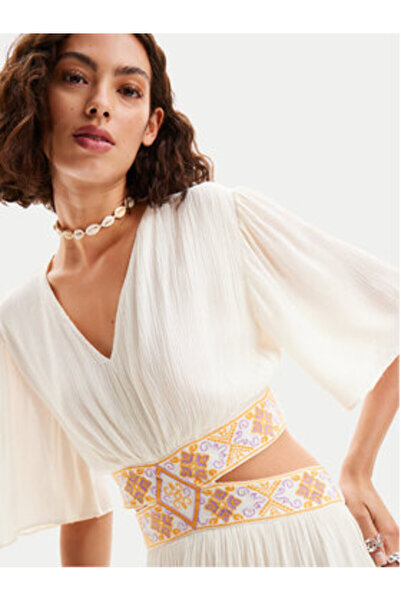 Desigual Women's Summer Dress 24SWVW24 Ecru