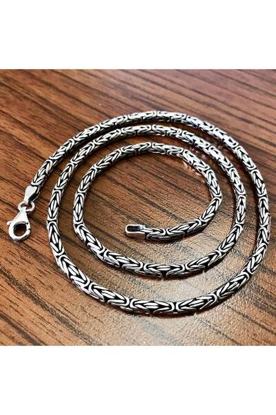 Takı Dükkanı Gümüş Yuvarlak Kral Erkek Kolye Zincir 55cm 3,2mm msn18-4