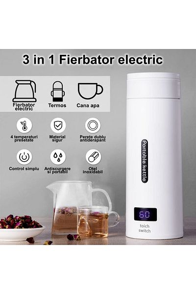OEM Portable Electric Kettle, Thermos Type, 4 Preset Temperatures, Fast Boiling In 7 Minutes, White