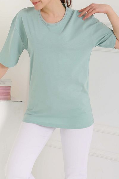 TOFİSA Oversize Short Sleeve T-Shirt Mint - 27118