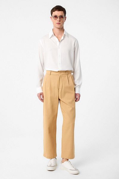 Antioch Camel High Waist Cotton Men's Trousers