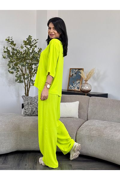 RAMONA BADESCU EXCLUSIVE Casual Suit with Wide Leg Pants Neon Green