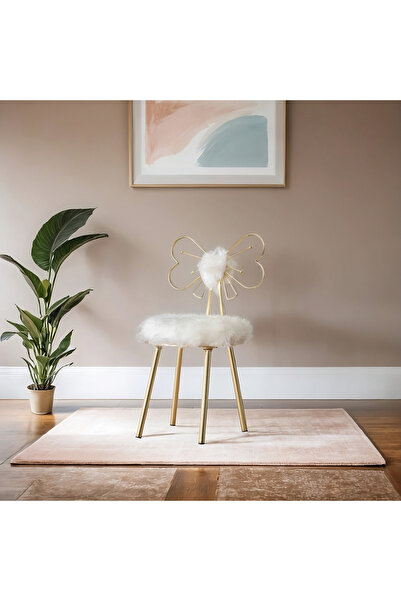 FERROVIA KELEBEK SANDALYA LAK KAPLAMA GOLD PELUŞ SANDALYE TASARIM SANDALYESİ