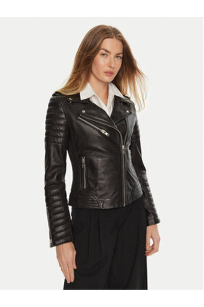 Serge Pariente Geacă de piele pentru femei HIPSTER GIRL NF Neagră