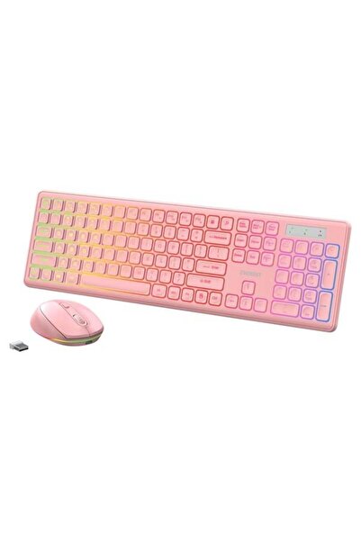 Everest KM-319BT Pembe 2.4G+BT1+BT2 Çoklu Cihaz Bağlantılı Q Set Kablosuz Klavye + Mouse