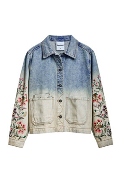 Desigual Jachetă din denim pentru femei 25SWED06 albastră