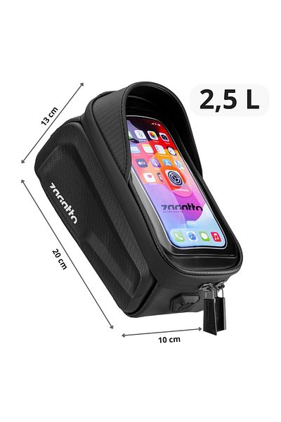 zagatto Bike Frame Bag Zagatto®, Carbon Black, Waterproof, Phone Holder, Sun Visor, ZG962
