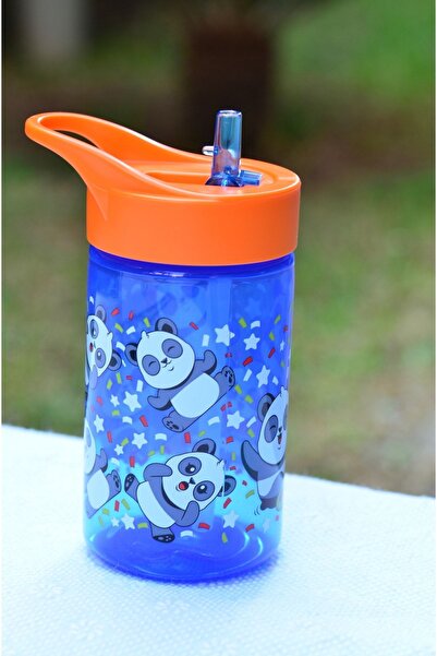 Peaceful Bpa Free 430 Cc Sevimli Panda Desenli Katlanabilir Pipetli Suluk Ve Matara Mavi Renk 3 Al 2 Öde