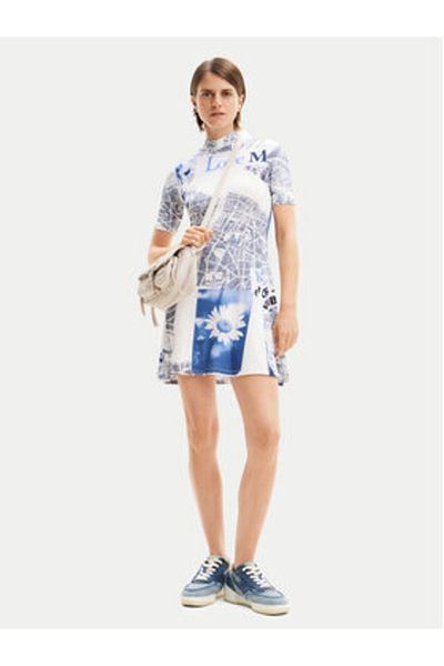 Desigual Rochie casual pentru femei 24SWVK54 albastră