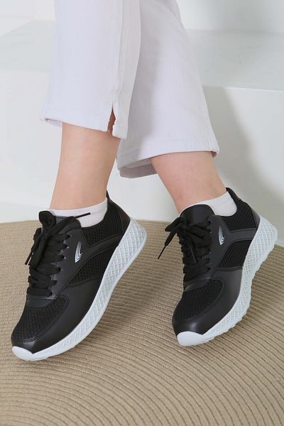 TOFİSA Women's Black High Sole Sneakers - 27089