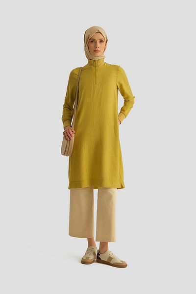 Armine Zipper Detailed Tunic 25Yt433 Acid