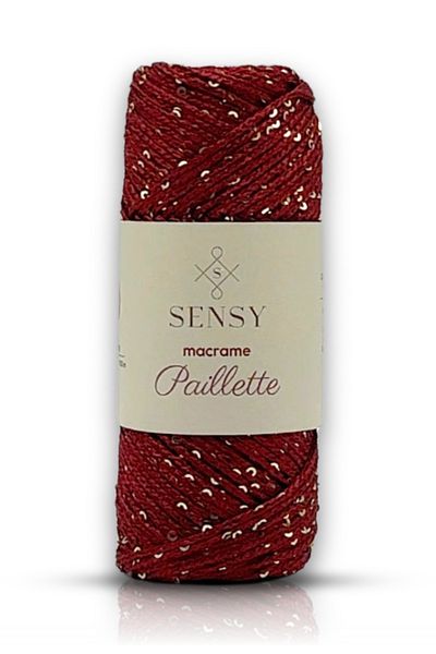 SENSY Paillette Polyester Macrame Sequin Thread Polyester Macrame Thread Supla Thread Sequin Bag Thread Claret Red