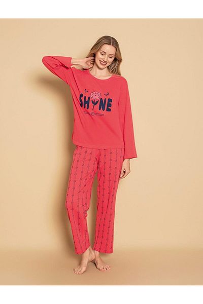 Intisimo Women's Pajamas, Long Sleeve, Shine, Cotton, Orange - L