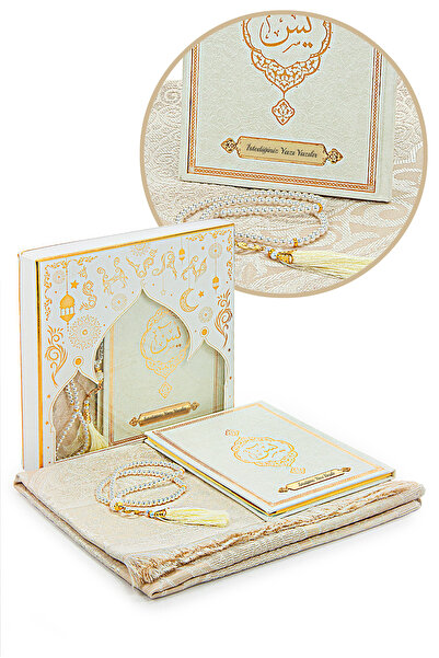 ihvan online Beyaz Çeyizlik Seccade Seti Gelin Bohçasına Uygun Dini Hediyelik...