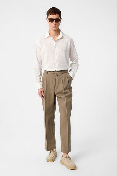 Antioch Khaki High Waist Cotton Men's Trousers
