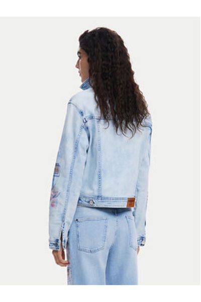 Desigual Jachetă din denim pentru femei 25SWED03 albastră