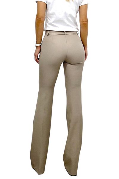 FashionForYou Katte Office Trousers, Slim Flared Cut And High Waist, Cappuccino, M