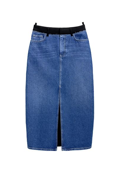Desigual Fustă din denim pentru femei 25SWFD02 Negru, Albastru