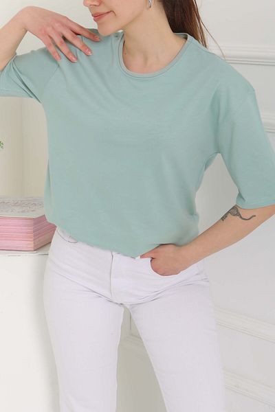 TOFİSA Oversize Short Sleeve T-Shirt Mint - 27118