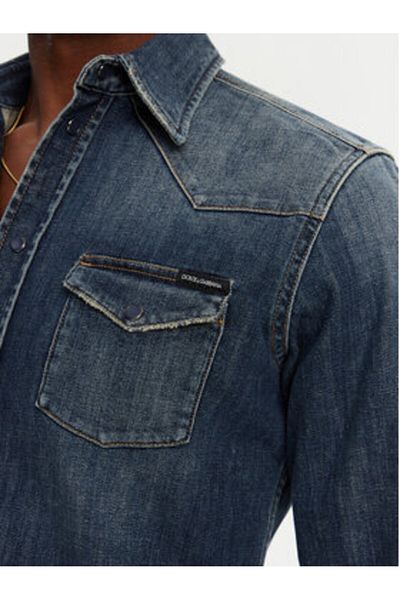 Dolce&Gabbana Cămașă Dolce & Gabbana pentru bărbați, din denim, G5JC8D G8GW9, bleumarin