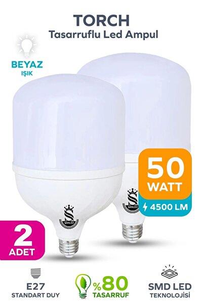 ŞANLED 50W Tasarruflu E27 BEYAZ IŞIK Torch Led Ampul-1-2-4-6-8-10 ADETTİR