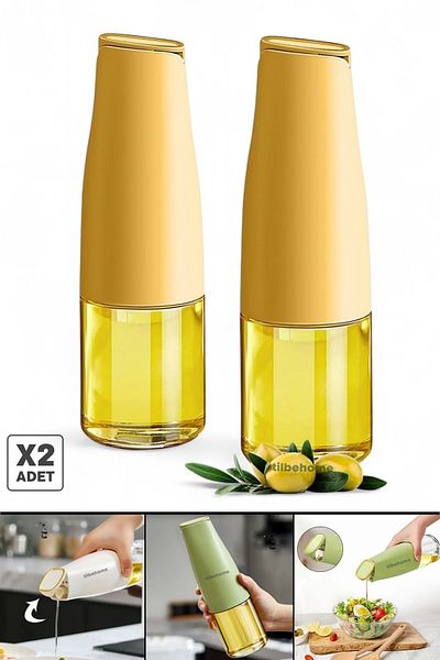 Tilbe Home 2-Piece Functional Glass Oil Pot 500ml Soft Gravity Automatic Cover Non-Drip Mouth Oil Pot Sauce Bowl