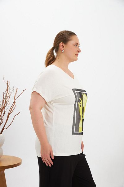 RMG Mesh Detailed Large Size T-Shirt White 1