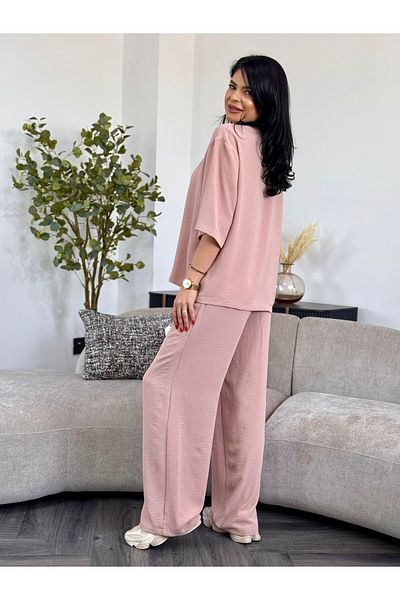 RAMONA BADESCU EXCLUSIVE Casual Suit with Wide Leg Pants Powder Sweet Nude