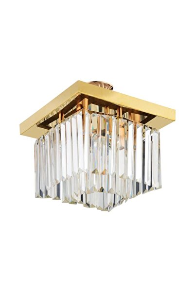 İstanbul Avize Yasemin 30 Cm Kare Gold Kristal Taşlı Avize