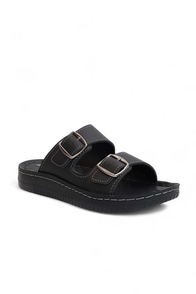 Konfores 2156 Double Buckle Full Anatomical Sole Men's Slippers Compatible for Daily, Umrah and Hajj
