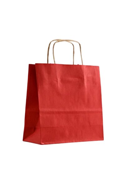 GİZPAK Burgu Saplı Kırmızı Kağıt Çanta 32x33x20cm 50 ADET