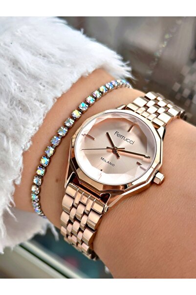 Ferrucci Ferrucci̇ Cut Glass Rose Metal Woman Wristwatch