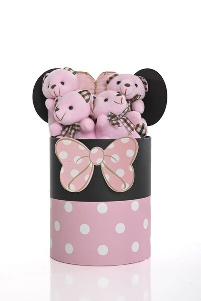 Mickey Mouseli Kutuda Pembe Peluş Ayılar