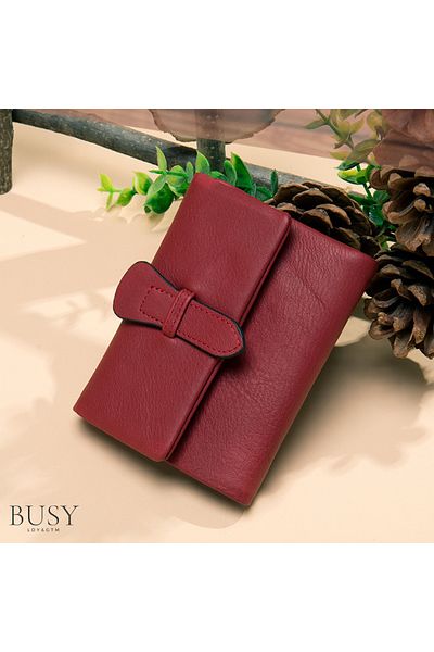 Busy Lady&Gentleman Women's wallet Essential, genuine leather, multiple compartments, banknotes, cards and passport, red