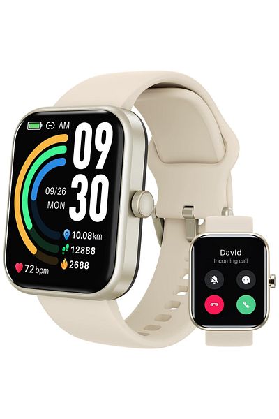 Smart Vibe TOZO® S3 Smartwatch Receive/Make Calls, 1.83” Ultra Touch, 24/7 Fitness Tracker, Gold