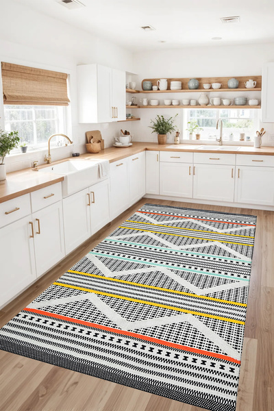 G&C HOME DİJİTAL BASKILI DEKORATİF Makinede Yıkanabilir Kaymaz Taban Leke Tut...