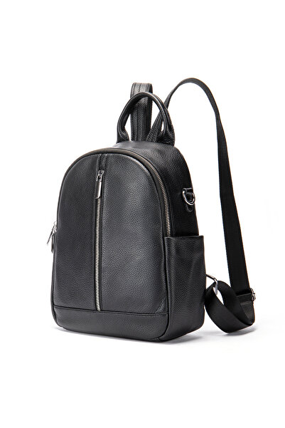 Busy Lady&Gentleman Rucsac de damă din piele naturală, Catifea, Negru