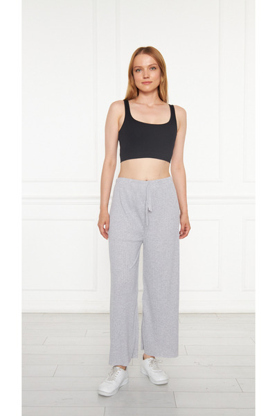 Asel 3 τεμαχίων Μαύρο - Γκρι - Γυναικείο κοτλέ άνετο παντελόνι & αθλητική φόρμα σε Navy Blue, Casual Comfortable Home Πυτζάμες