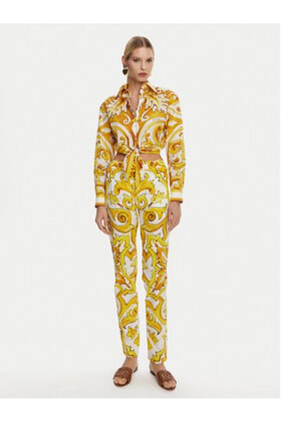 Dolce&Gabbana Dolce & Gabbana Pantaloni din material textil pentru femei FTC4PT HH5EA Galbeni