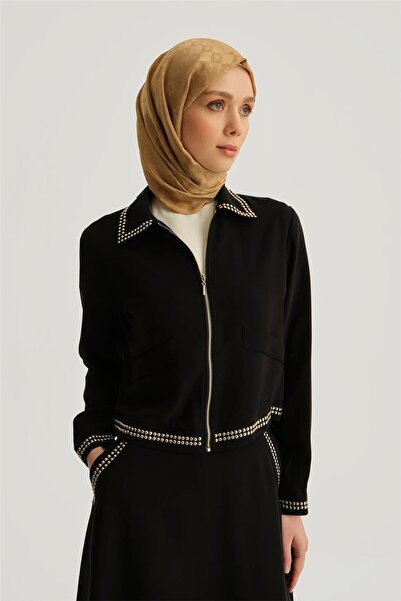 Armine Trok Detaylı Ceket 25YD4227-1 Siyah