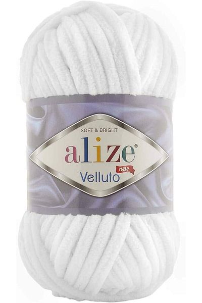 Alize Velluto Hand Knitting Yarn 1PC (White No. 55)