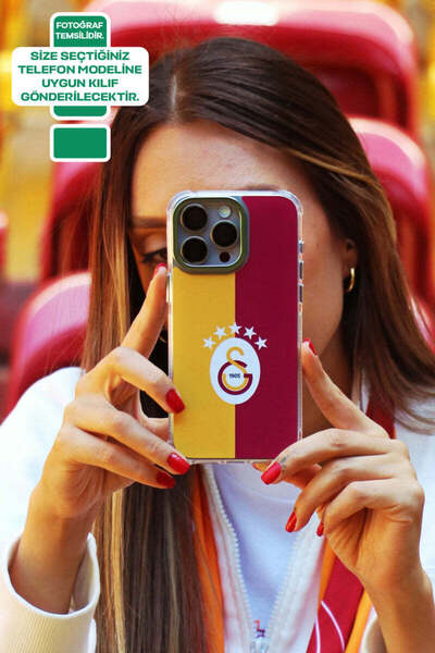 Galatasaray iPhone 14 Pro Uyumlu Galatasaray 5 Yıldız Parçalı Bayrak Lisanslı Telefon Kılıfı