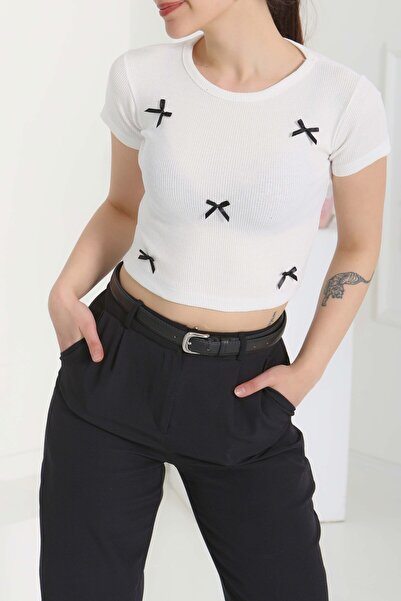 TOFİSA Ribbon Detailed Bady White - 27142