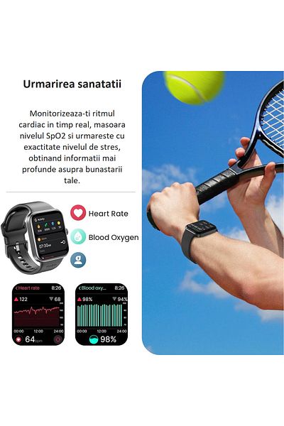 Smart Vibe Smartwatch AMOLED Always ON Display TOZO® S4 AcuFit One 1.78" Ultra-Clear, Bluetooth Call, Black