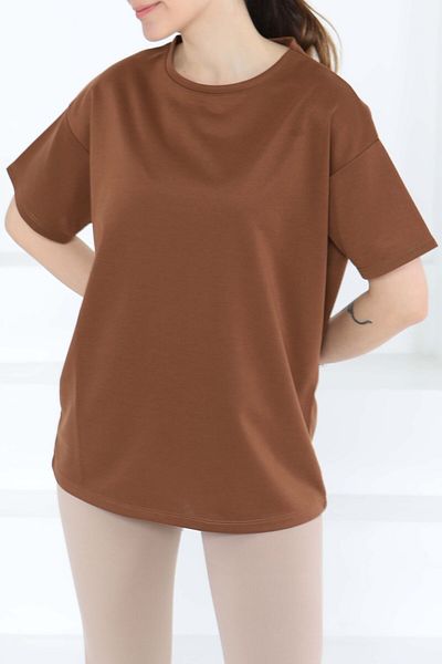 TOFİSA Short Sleeve T-Shirt Brown - 27140