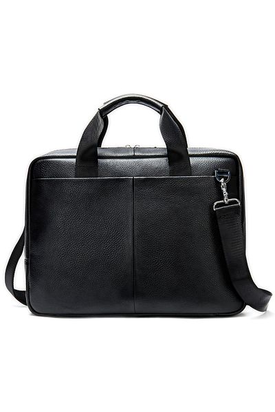 Busy Lady&Gentleman Flume 15.6' laptop bag, genuine leather, unisex briefcase, multiple compartments, black