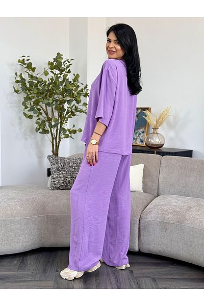 RAMONA BADESCU EXCLUSIVE Casual Suit with Wide Leg Pants Lila