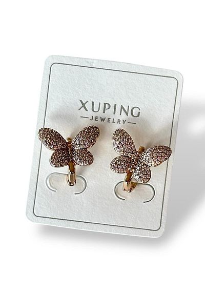 TAKIŞTIR أقراط Xuping من الفولاذ مع شكل فراشة ذهبية اللون (زوج)