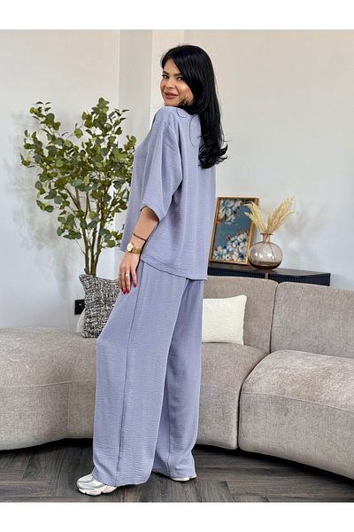 RAMONA BADESCU EXCLUSIVE Casual Suit with Wide Leg Pants Gray