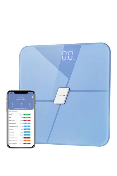 Lawazim Digital Personal Scale with Bluetooth - LED Smart Body Scale, 13 Metrics, APP Sync